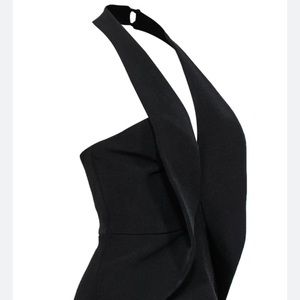 Keepsake black halter top with a draped  design and peplum hem. XS and NWT